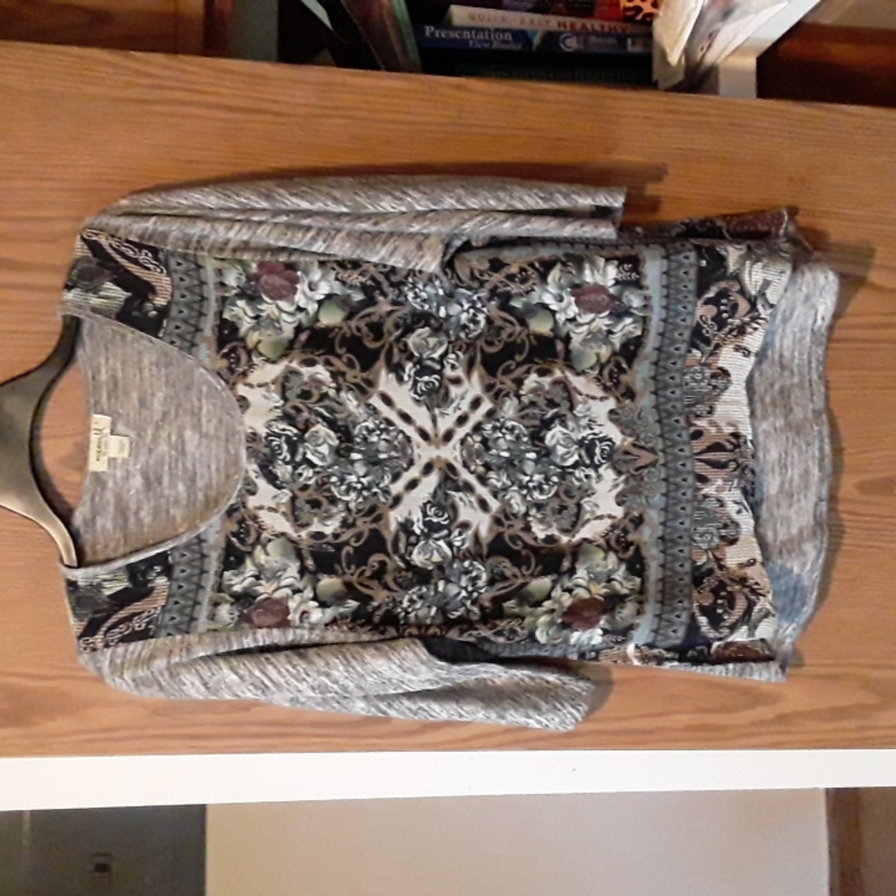 Scarf print hi lo dolman sleeve top S - Picture 1 of 5